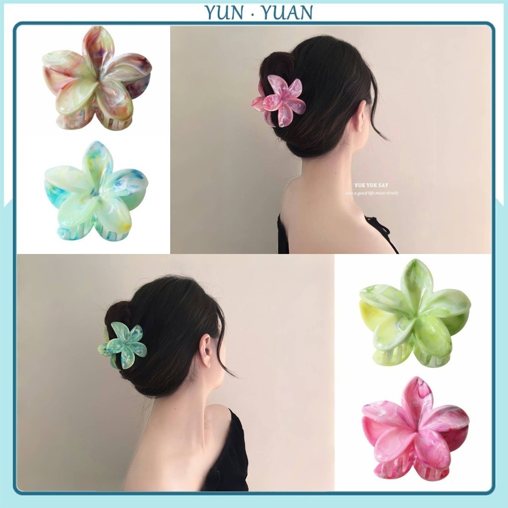 [YUNYUAN] กิ๊บติดผม ลายหินอ่อน ดอกไม้ พอร์ซเลน 8 ซม. สําหรับผู้หญิง