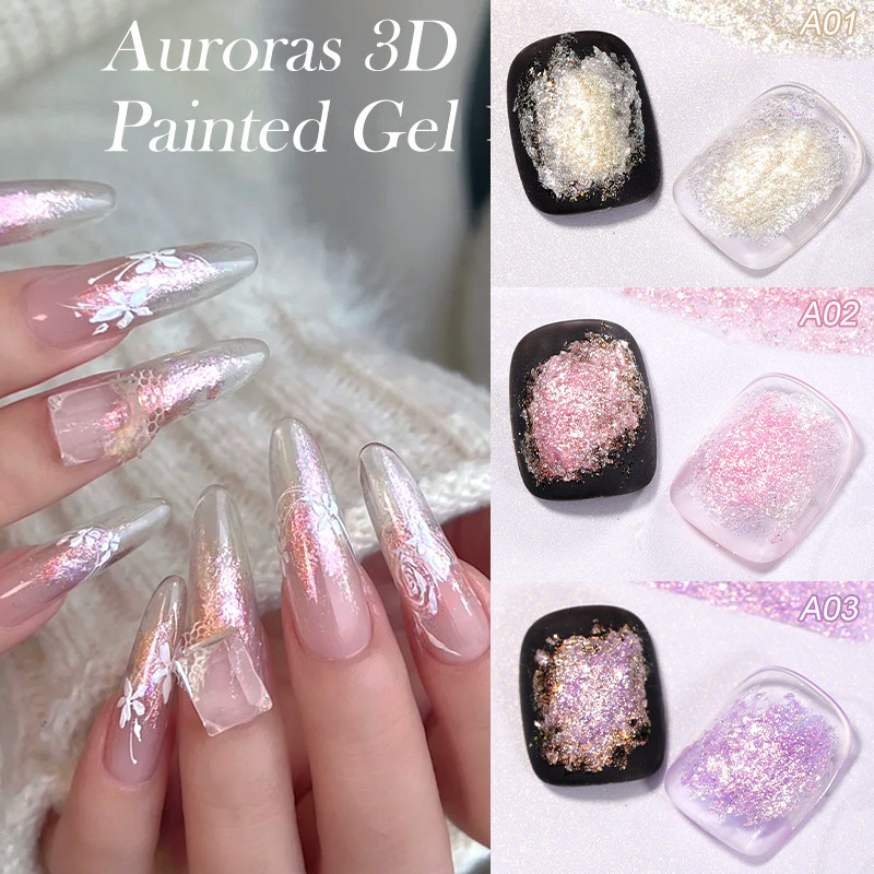 Born PRETTY 5ml Auroras 3D Painted Gel Super Shining No Need Wipe Easy To Operate Nail Gel สําหรับทําเล็บ