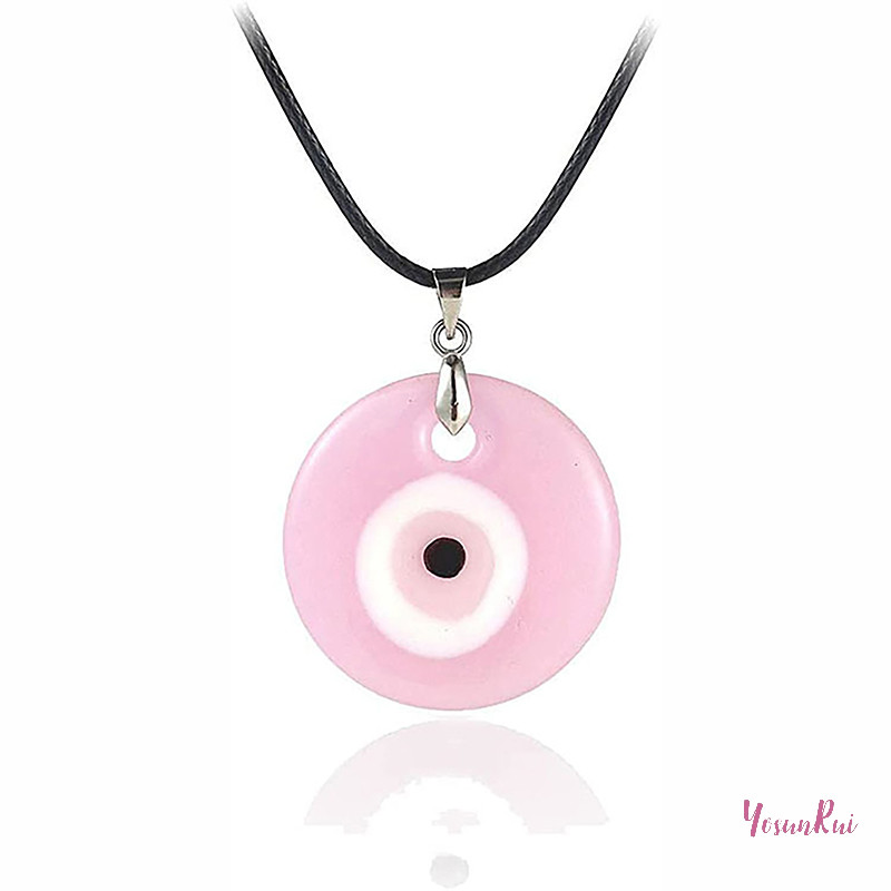 Yosunrui] สีแก้วสีฟ้าตาชั่วร้ายจี้สร้อยคอผู้หญิงผู้ชายรอบตุรกี Lucky Eye ใหม่