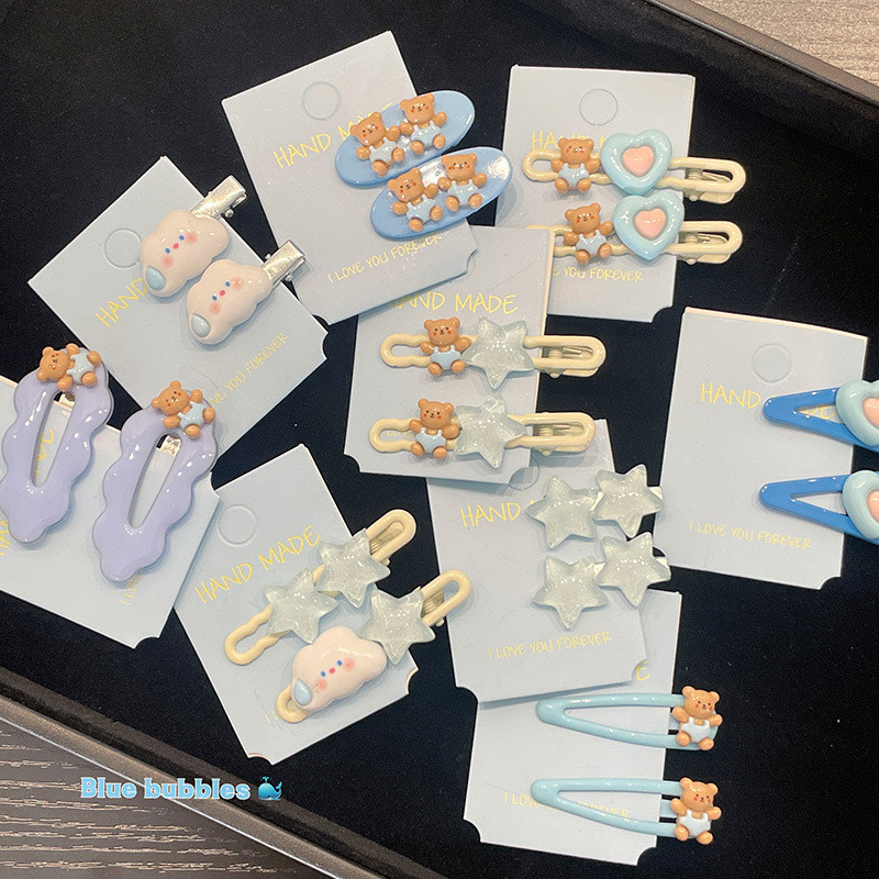 กิ ๊ บติดผมเมฆน ่ ารักหญิง Star Side Bangs คลิปเด ็ ก Blue Bear Duckbill คลิป