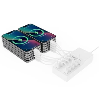 GOOJODOQ สถานีชาร์จ USB 10 พอร์ต 60W Power 1.5M สายเคเบิลปลอดภัยอเนกประสงค์บ้าน/สํานักงาน/การเดินทาง