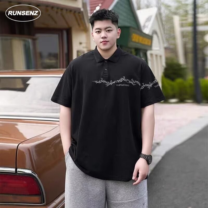 Xxl-8xl แฟชั ่ นเย ็ บปักถักร ้ อยเสื ้ อยืดผู ้ ชายขนาดบวกเสื ้ อโปโลลําลองหลวมแขนสั ้ นขนาดใหญ ่ ด ้ านบน