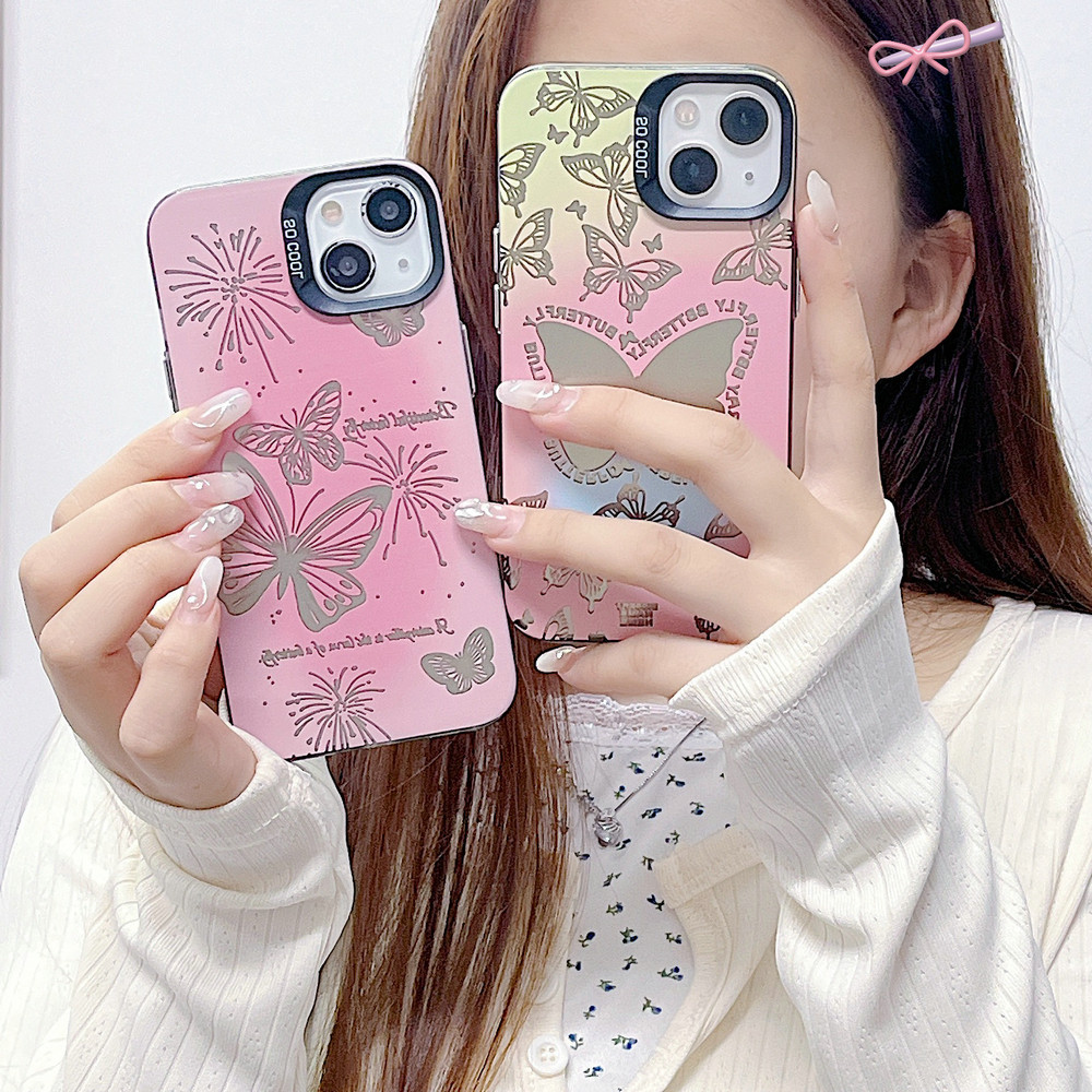 MD| เคส สำหรับ Samsung Galaxy J7 Prime S20 S21 FE S22 S23 S24 Plus Ultra M23 M31 Soft IMD So Cool Pink Fireworks Butterfly Phone Case