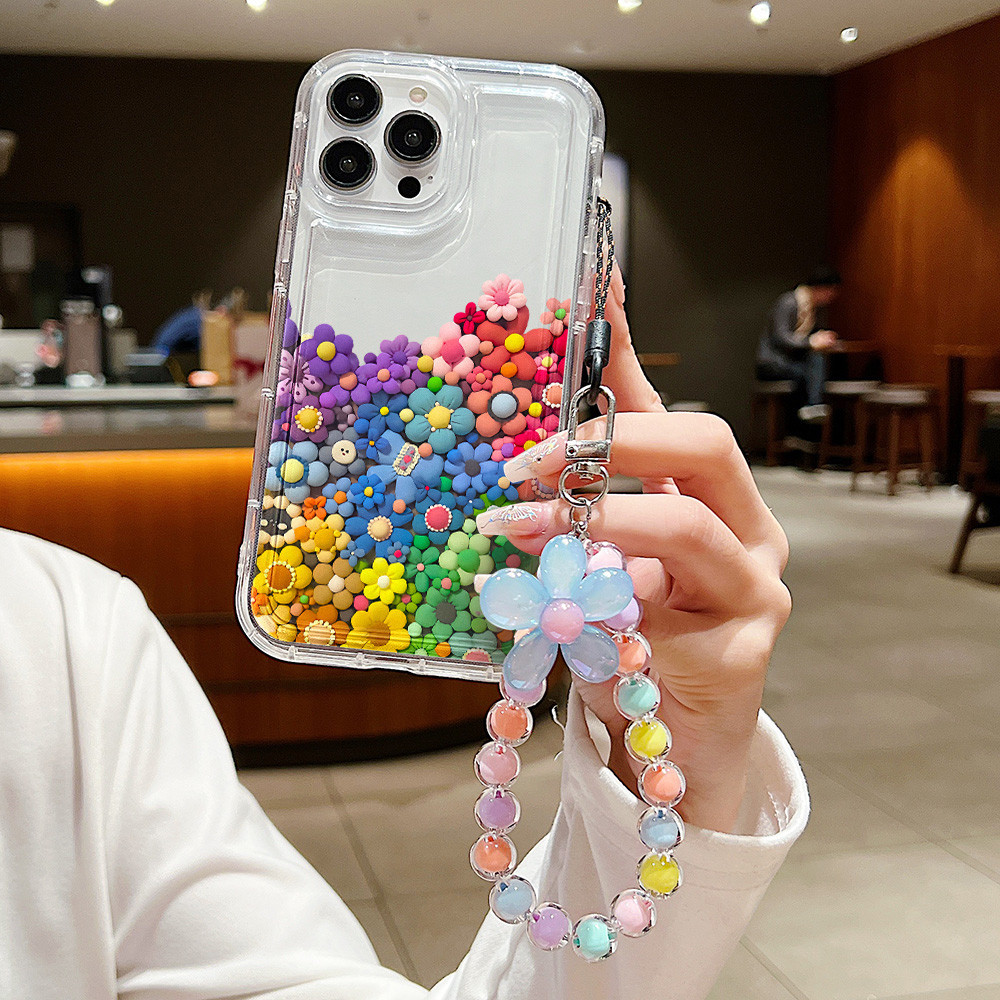 Smiley พร้อมสายโซ่ เคสใส For Xiaomi Redmi Note 13 Pro 12 11 10 9 8 Mi 11 Lite Poco X6 X3 M5 M4 M3 11S 9S 10S 13C 12C 10C