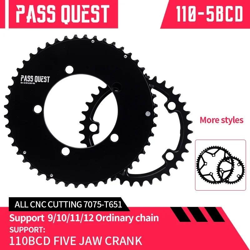 Pass QUEST Double Chainring 110bcd 5 สลักเกลียว 46/33T 48/35T 50/34T 52/36T 53/39T 54/40T จักรยาน Chainwheel สําหรับ Shimano SRAM Crank