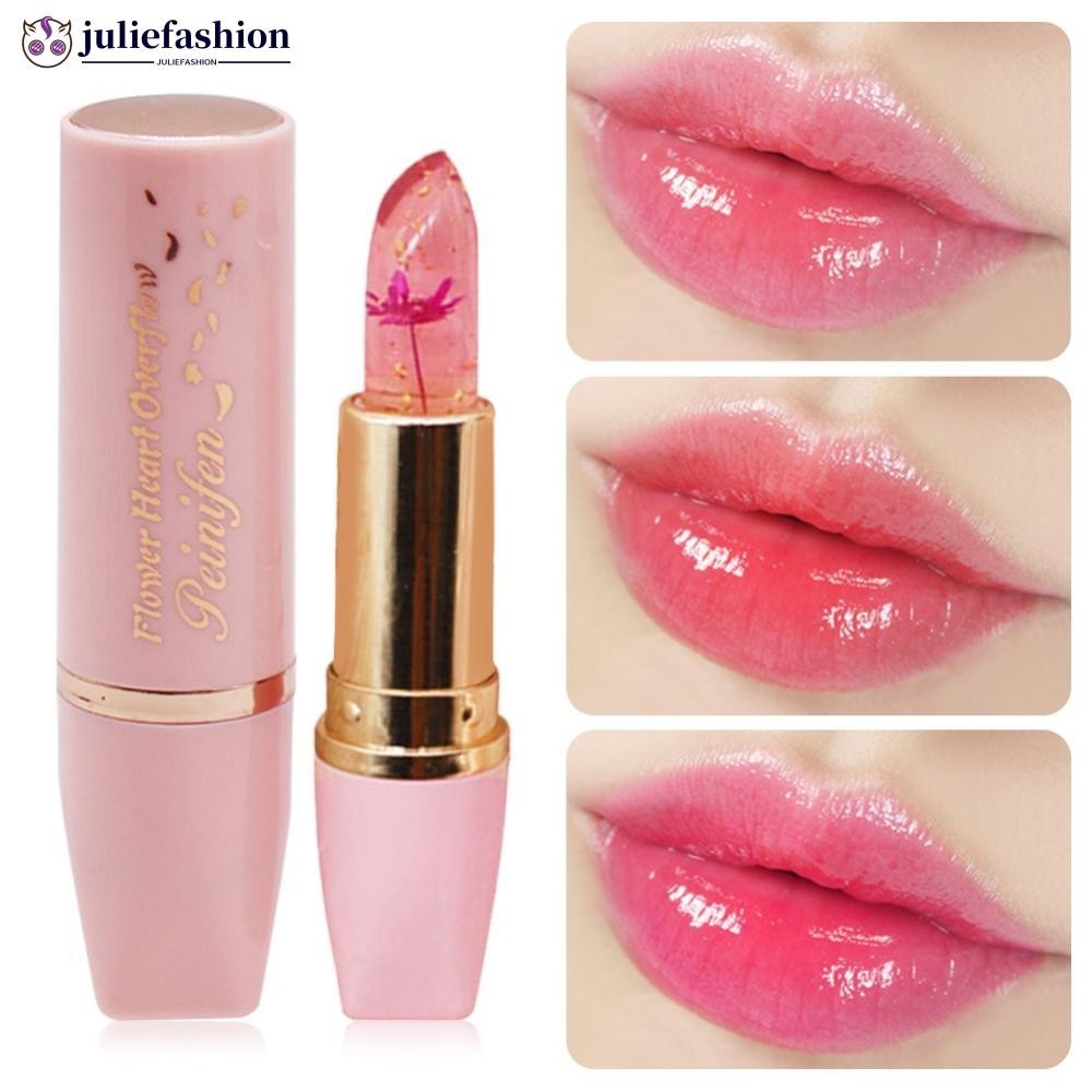 Lip Balm เปลี่ยนสีลิปสติกให้ความชุ่มชื้นดอกไม้ฟอยล์สีทองลิปกลอสธรรมชาติ Lasting Lip Stick Glaze Lip Primer แต่งหน้า Lip Care Oil D7T7