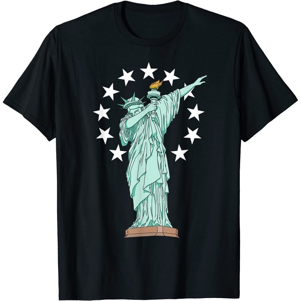 Dabbing Statue Of Liberty Vintage Flag เสื้อยืด