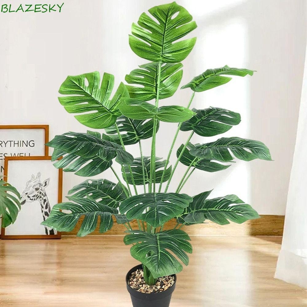 Blazesky สาขาปาล์มเขตร้อนประดิษฐ์, 12-18 ส้อมใบปาล์มสีเขียวขนาดใหญ่, พืชสีเขียวพืชเขตร้อนเฟิร์นพืชสัมผัสจริงพืชประดิษฐ์งานแต่งงานตกแต่ง