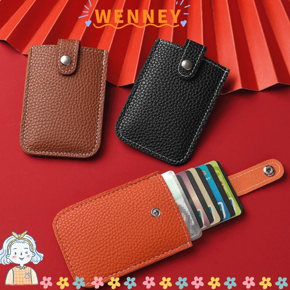 Wenney Mini Card Wallet, Pull-out ประเภทลามิเนตปกปิด ID Card Holder, Slim RFID Blocking PU หนัง 4 กระเป ๋ านามบัตรผู ้ หญิง
