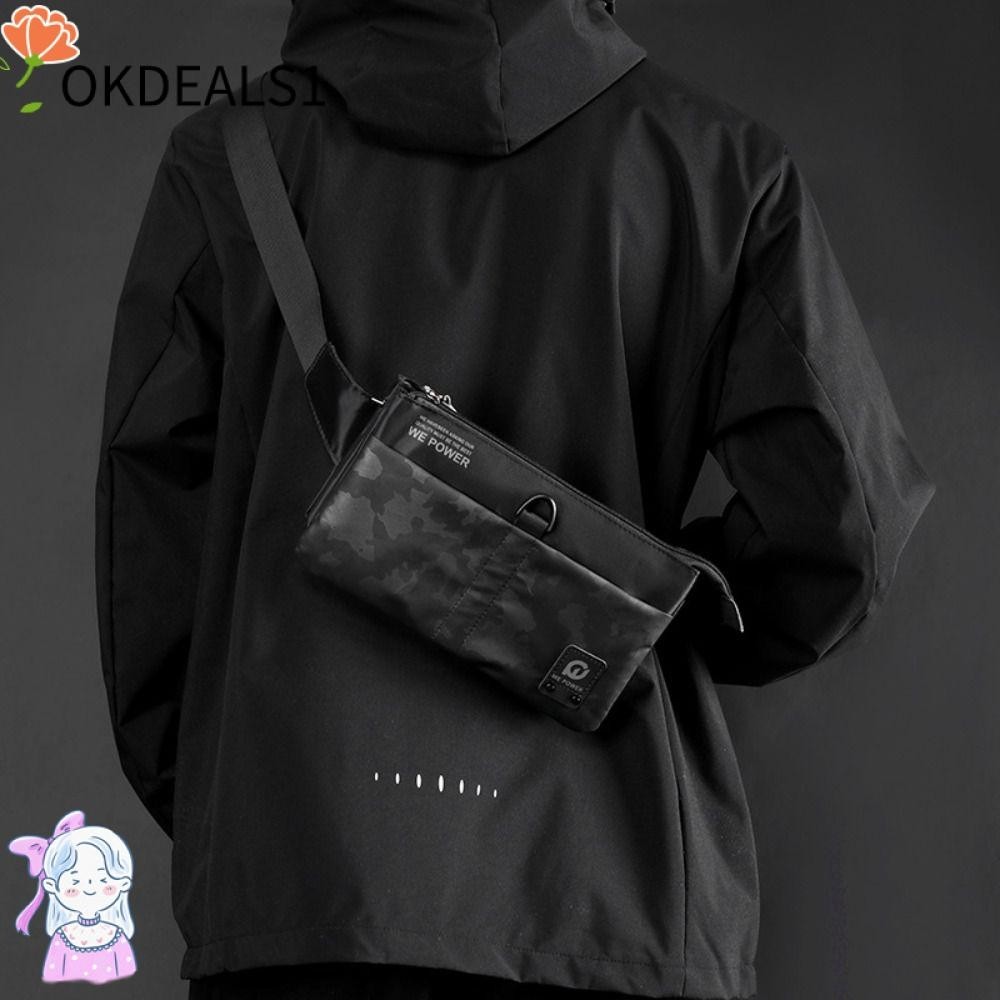 Dealshop Fanny Pack, กระเป๋าคาดหน้าอกกลางแจ้งแบบสปอร์ตกันน้ํา, แฟชั่นน้ําหนักเบาบางเฉียบออกแบบไหล่กระเป๋าเป้สะพายหลังสลิง