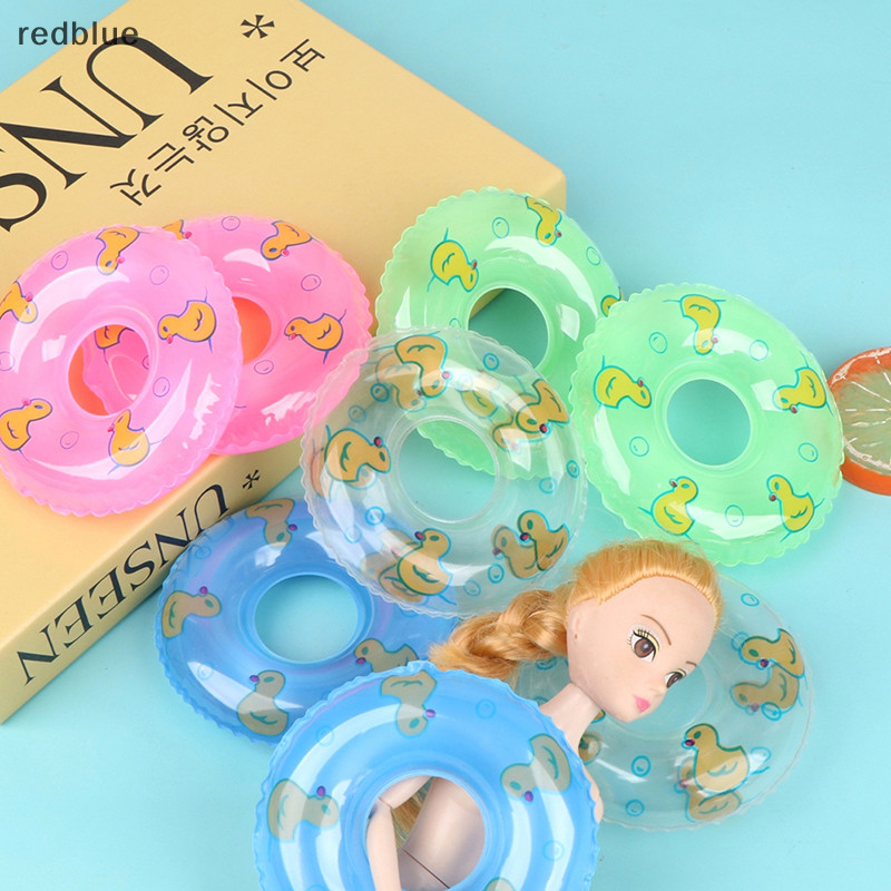 ใหม่ 2 ชิ้น Dollhouse Miniature แหวนว่ายน้ําเป็ดน่ารักอาบน้ําลอย Lifebelt ของเล่นร้อน