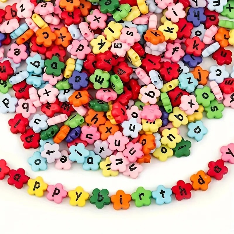 10.5 มม.20 ชิ้นอะคริลิคตัวอักษรดอกไม้ลูกปัด Multicolor DIY Charm ลูกปัดสําหรับสร้อยข้อมือต่างหู Anklets สร้อยคอพวงกุญแจเครื่องประดับทํา