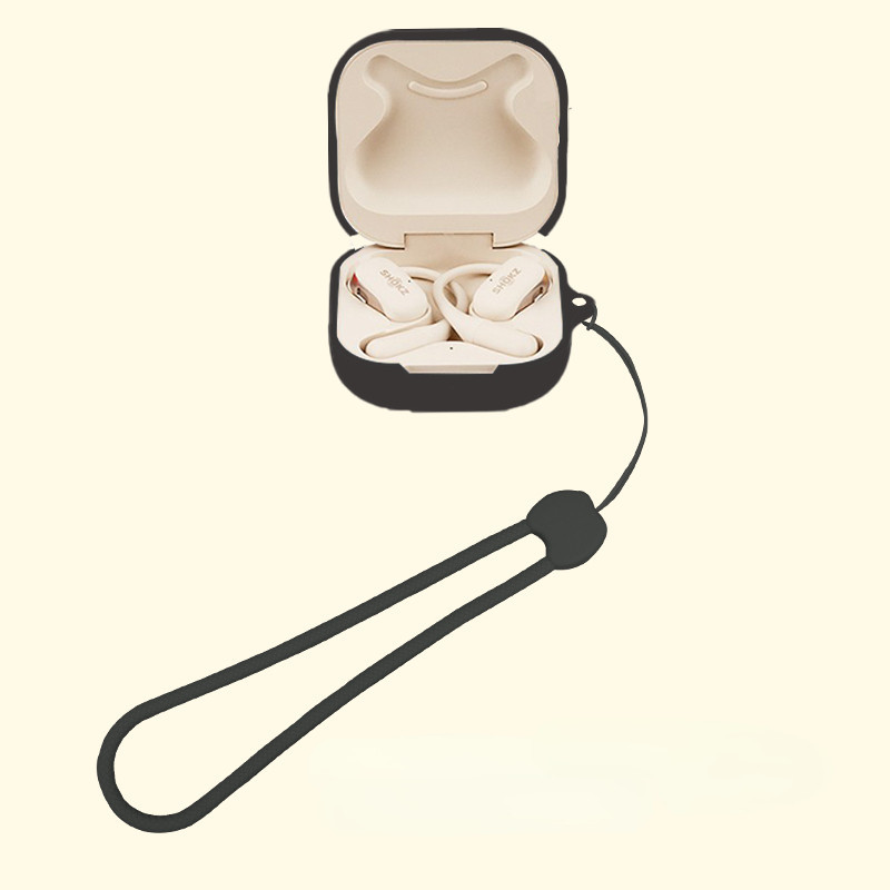 For Shokz OpenFit Case Cute Silicone Short Strap Pendant Shokz OpenFit Air Silicone Soft Case Shockproof Shell Protective Cover