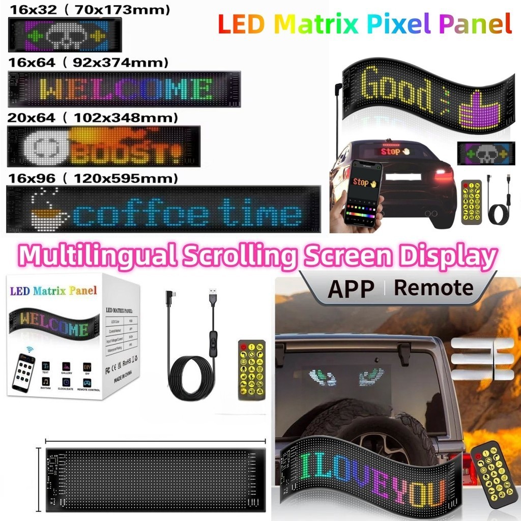 Led Matrix Pixel แผง Multilingual APP โปรแกรม DIY Scrolling ป้ายโฆษณา USB 5V จอแสดงผล LED พร้อมระยะไกล