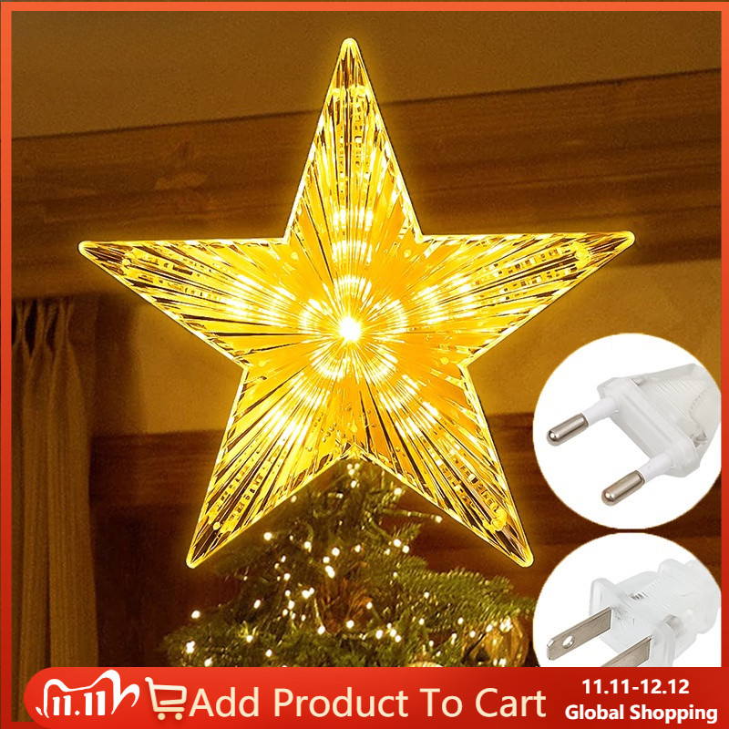 โรแมนติก Ambient Xmas Star Night โคมไฟ/EU US Plug ขับเคลื่อนต้นคริสต์มาส Topper ไฟดาว/ส่องสว่างห้าดาวตกแต่งต้นคริสต์มาส/ต้นคริสต์มาส LED Pentagram Light