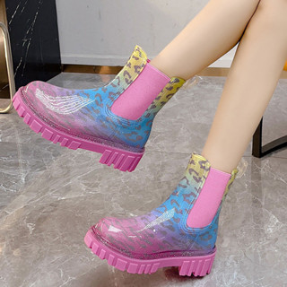 รองเท้าบูทกันฝนรองเท้ายางหลอดสั้นรองเท้าฝนเชลซีแฟชั่นall-in-…