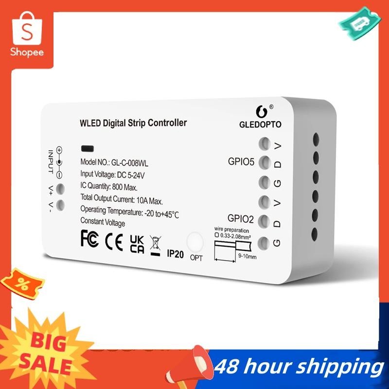 พร้อมสต็อก GLEDOPTO WLED RGB RGBW Digital Strip Controller รองรับ WS2811 SK6812 SM16703P WS2812B APP