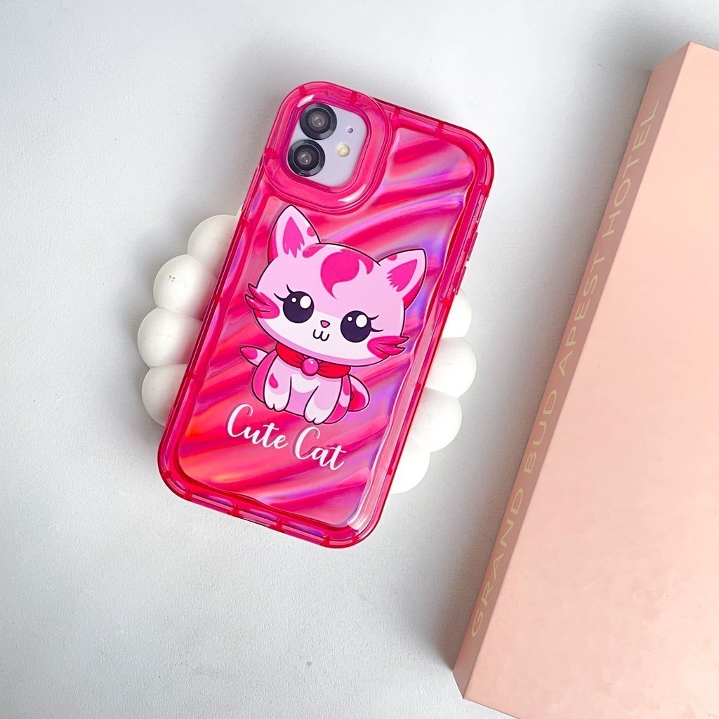 I.Case_Store 2 Dazzle 3D Wave Case แมวน่ารัก Motif ใช้งานร่วมกับ iPhone 7 8 Plus X Xr XsMax 11 12 13