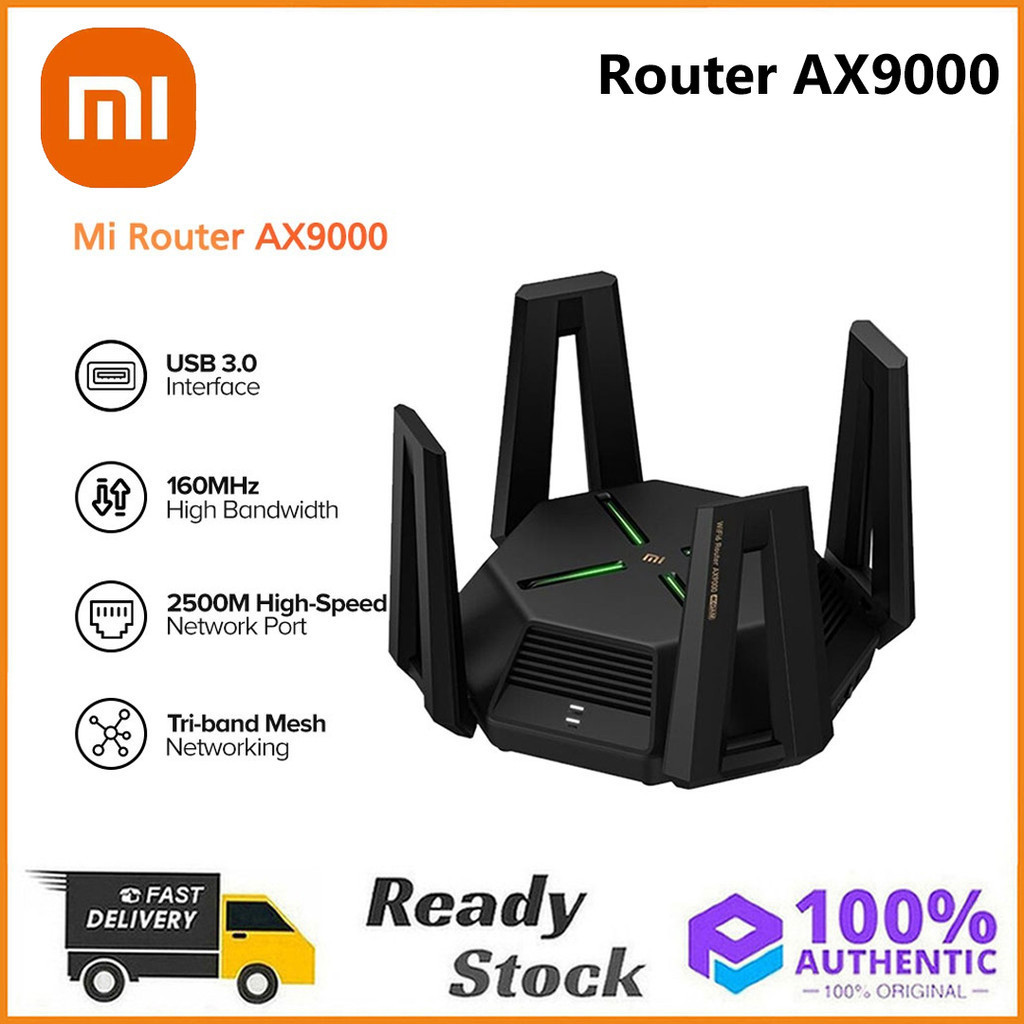 Original Xiaomi Mi Router AX9000 Wi-Fi 6 ไร้สายตาข่าย Gamer Router Tri-Band USB3.0 Quad-Core CPU 1GB RAM