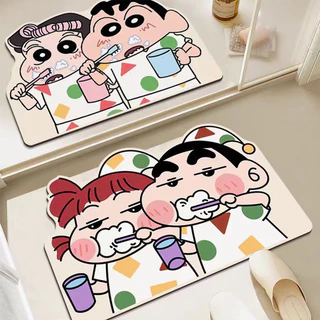 ห้องครัวเครยอนชินจังพรมปูพื้นการ์ตูนห้องน้ําพรมเช็ดเท้ากันลื่นแผ่นรองประตูทางเข้าหลายขนาด