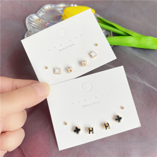 ชุดต่างหูเด็กผู้หญิง 3 คู่ S925 เข็มเงินหยดต่างหูโคลเวอร์ชุด…