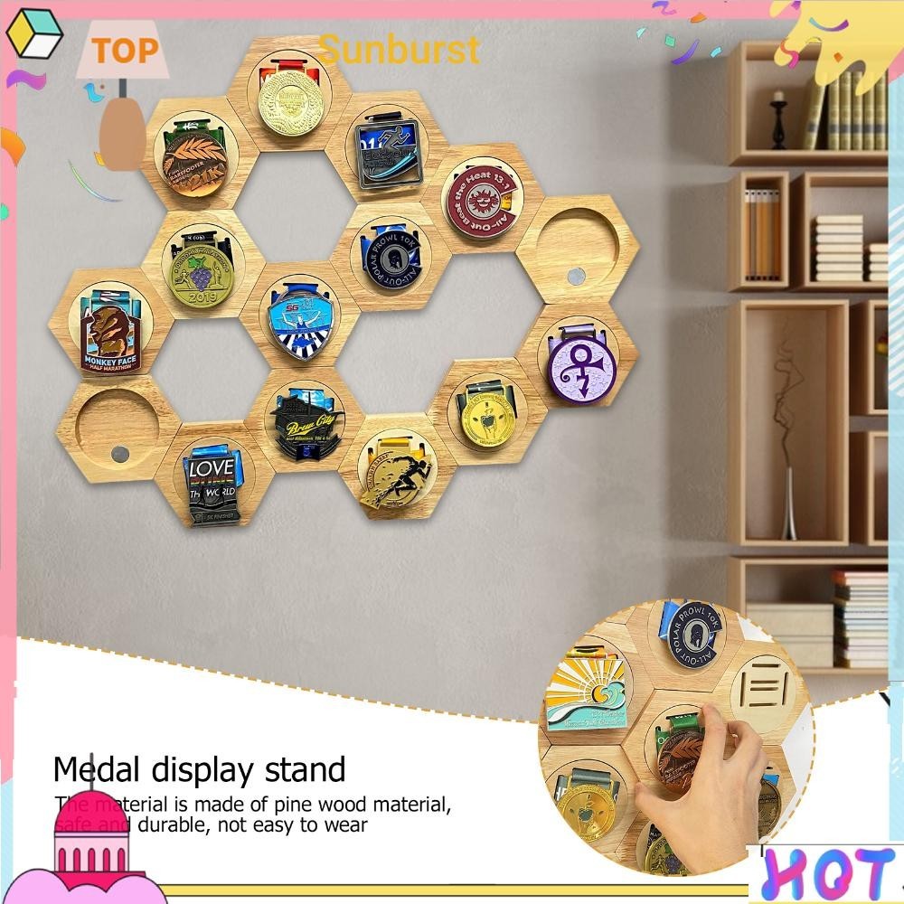Medal Holder Display - ขาตั้งแสดงเหรียญรังผึ้งหกเหลี่ยม 1 แพ็ค [Sunburst11.th]