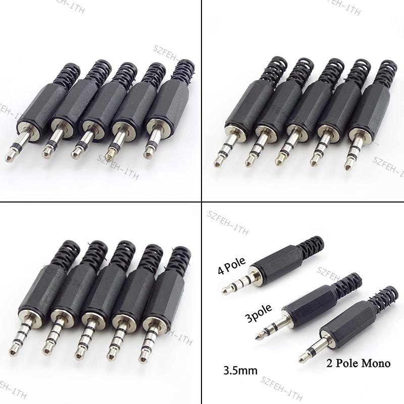 5ชิ้น/ล็อต3.5มิลลิเมตรเสียบ2/3/4เสาโมโนสเตอริโอเสียงวิดีโอคู่เสียงเสียบสายหูฟังสายเชื่อมต่อสําหรับซ็อกเก็ตหูฟัง @ ฉ2ไทย