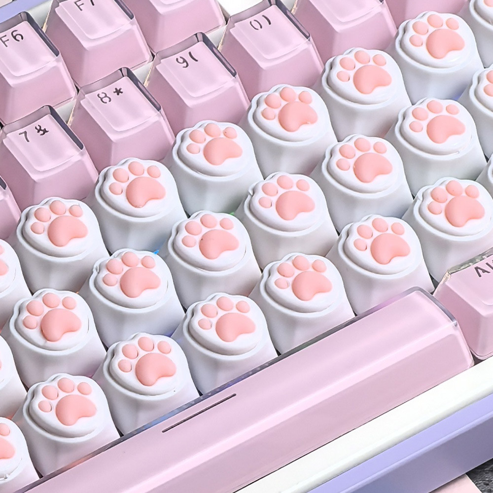 Cat Paw Keycap คีย์บอร์ด DIY Keycaps สีชมพูสร้างสรรค์น่ารักการ์ตูน Corgi ก้นซิลิโคน Keycap Personlized Rock กระดาษกรรไกร Thumbs-up Claw Keycaps