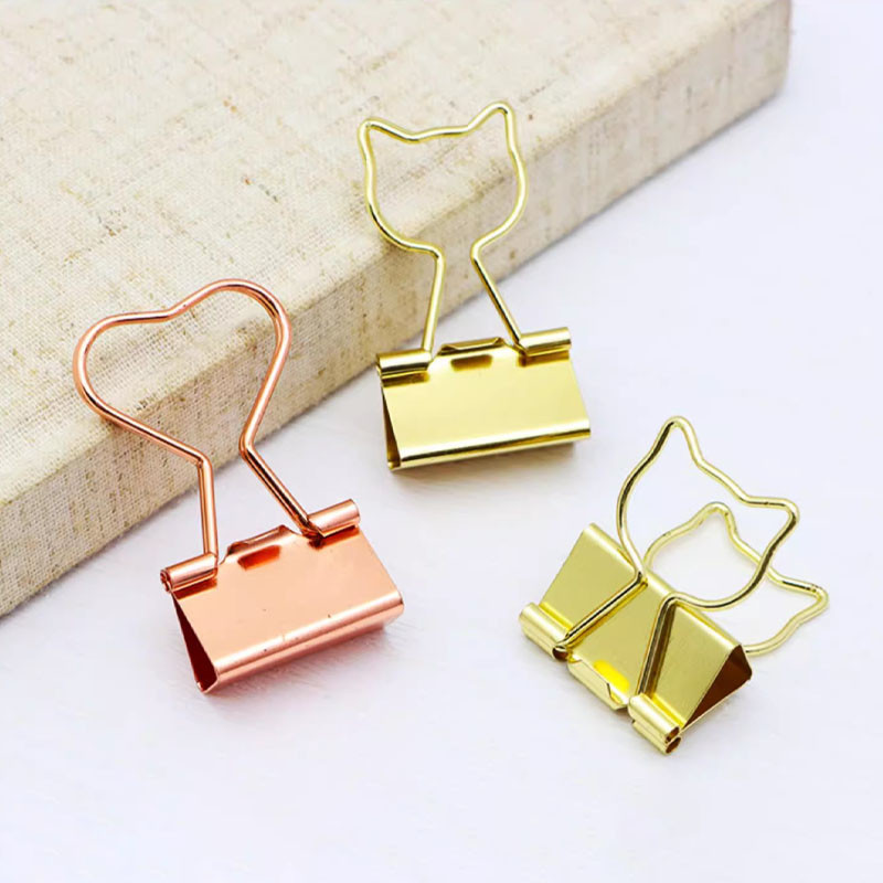Hollow โลหะ Binder คลิป Kawaii แมว Love Heart Star รูปร่างคลิปหนีบกระดาษหมายเหตุตั๋วตัวอักษร Photo Grip Clamp แฟ้มเอกสาร Organizers สํานักงาน Binding Supplies