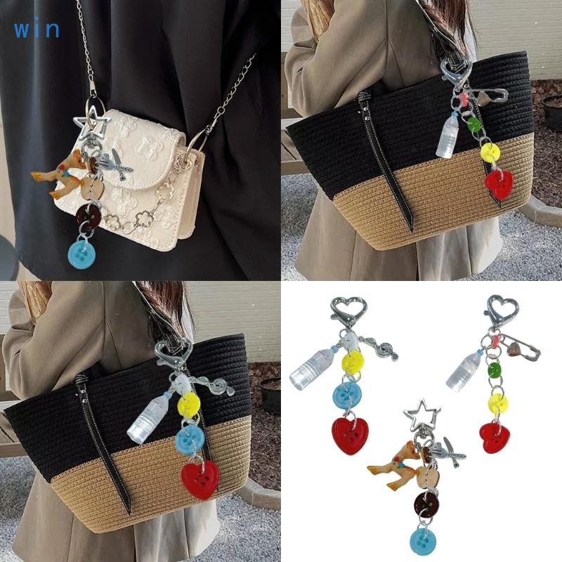 ชนะ พวงกุญแจดาวรูปกวางพลัมน่ารักอุปกรณ์เสริมเสน่ห์ปุ่มหัวใจสําหรับใช้ในชีวิตประจําวัน