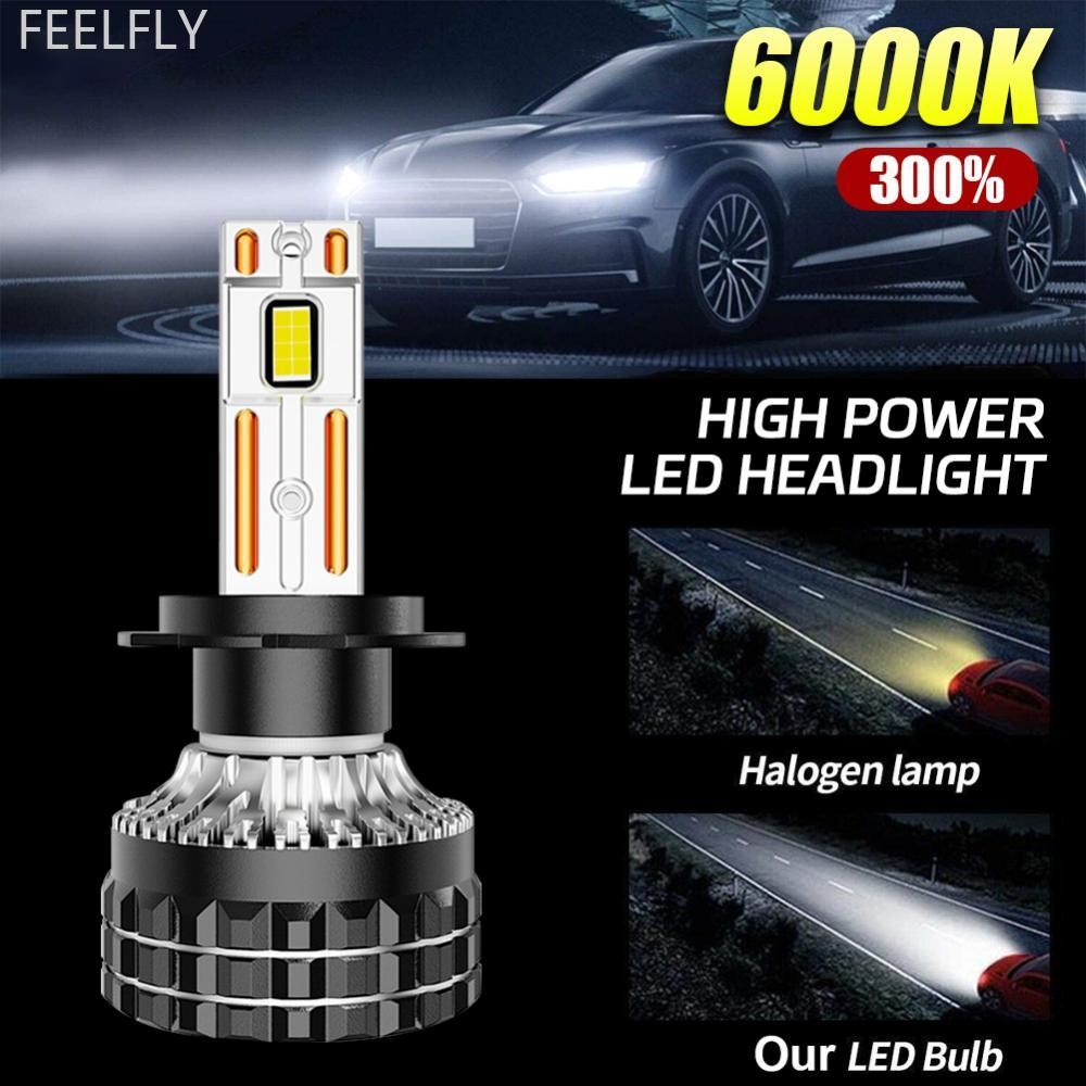 Feelfly 1 PC 55W H1 H4 H7 H11 9005 9006 LED ไฟหน้ารถ LED โคมไฟสูงและต่ําหลอดไฟรถยนต์ 5000LM 6000K ไฟ