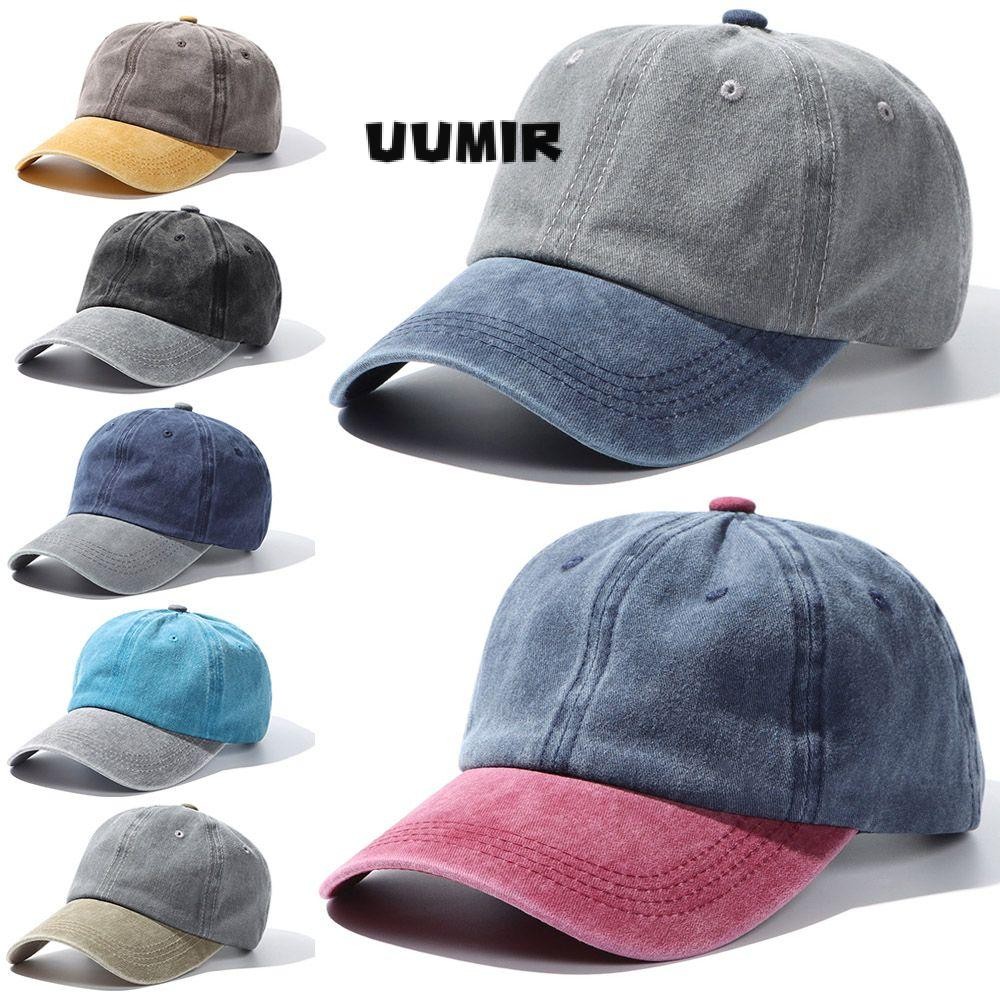 Uumir Distressed Faded Caps แฟชั่นปรับ Vintage WASHED DENIM Cap