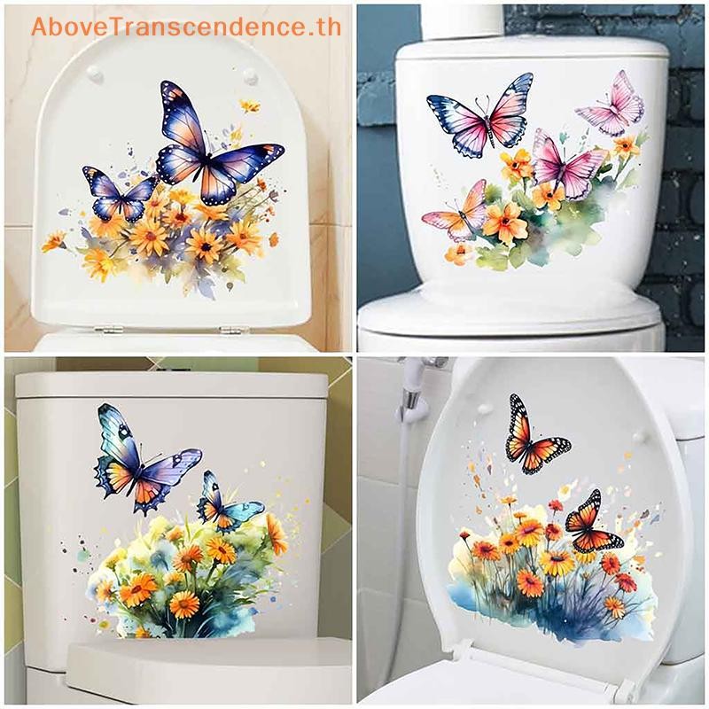 ABOVE ดอกไม้สติกเกอร์ที่นั่งชักโครก Self-Adhesive ฝาชักโครก Decals Diy ที่ถอดออกได้สติกเกอร์สําหรับห้องน้ําเครื่องประดับตกแต่งบ้าน TH