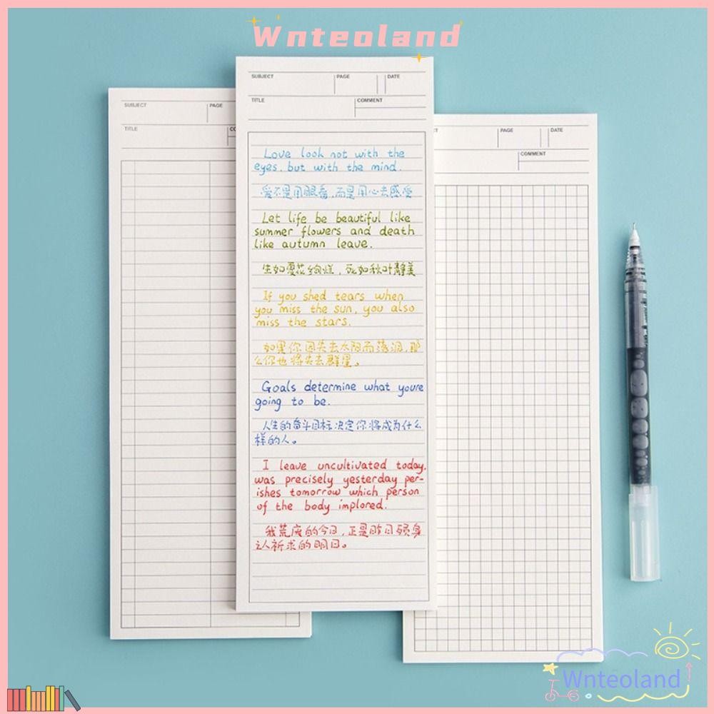 Wnteoland กระดาษโน้ต, 50 แผ่นเครื่องเขียนแผ่นจดบันทึกยาว, INS นักเรียนโน้ตการเขียนที่ไม่เหนียวเหนอะหนะ