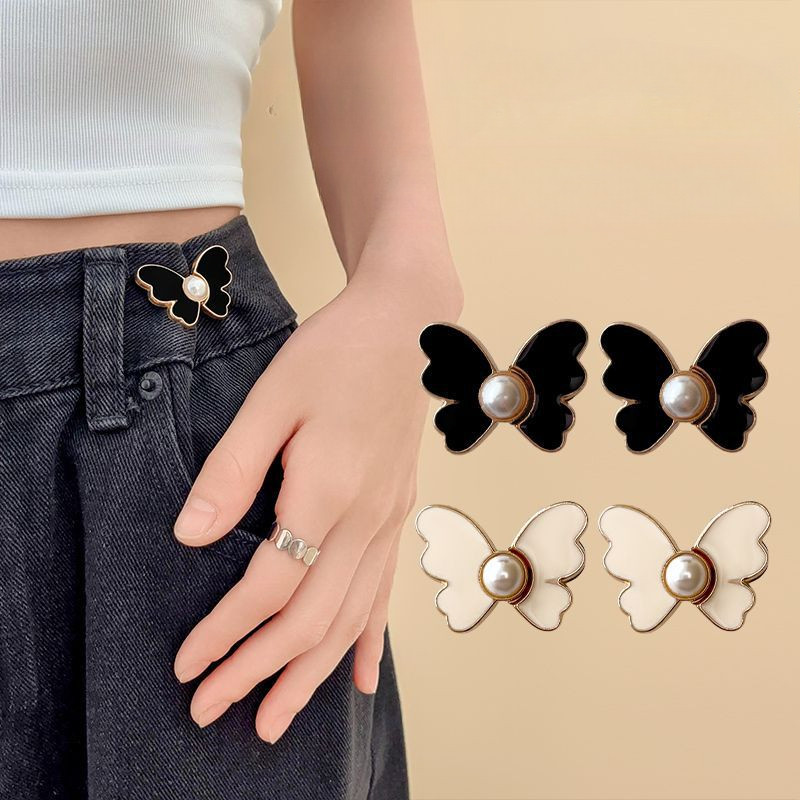 [ถอดออกได้ที่ปราศจากตะเข็บที่ปราศจากเล็บ] ผีเสื้อแคบ-เอวหัวเข็มขัดกางเกงยีนส์ปรับเครื่องมือที่มีประโยชน์คู่หัวเข็มขัดออกแบบรอบเอวเข็มกลัดใหญ่ถึงขนาดเล็ก Du