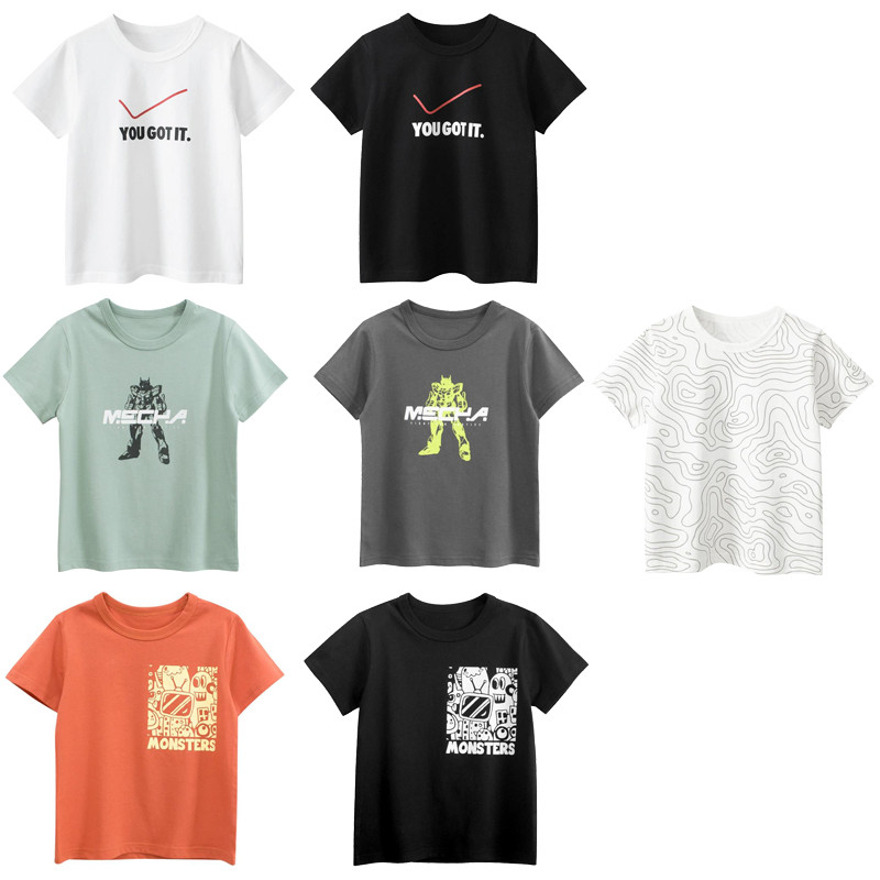 2-8 ปี 2025 เสื้อผ้าเด็กผ้าฝ้ายแท้สไตล์ใหม่เด็กชายและเด็กหญิงน่ารักการ์ตูนคอกลมแขนสั้นเสื้อยืด 9ก025