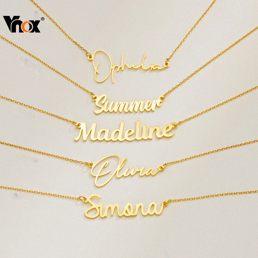 Vnox Custom ชื่อสร้อยคอผู้หญิง Personalised Cursive Letter จี้เครื่องประดับสแตนเลสผู้ชายสร้อยคอสร้อยคอใหม่ 2026