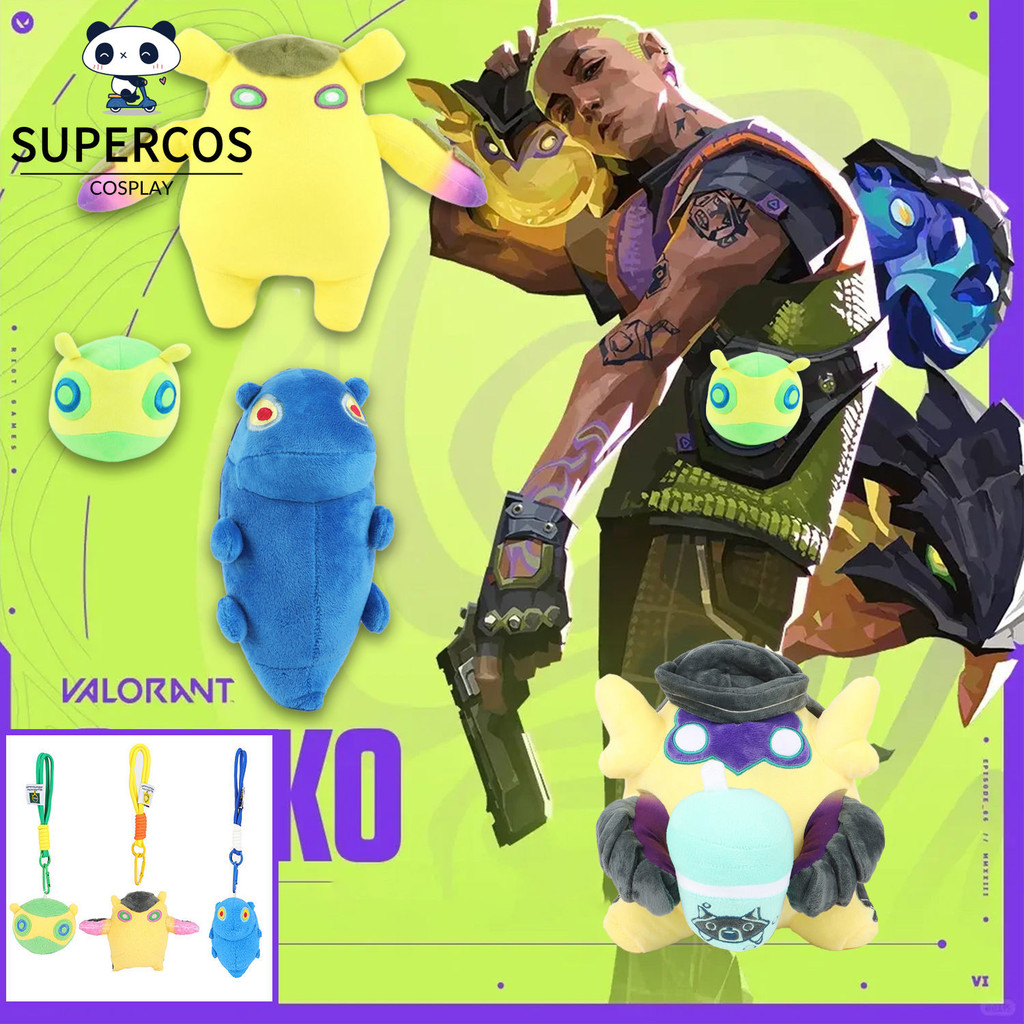 Valorant Plush Wingman Gekko ตุ๊กตาของเล่นตุ๊กตานุ่มของขวัญวันเกิดสําหรับแฟนเด็กผู้ชาย