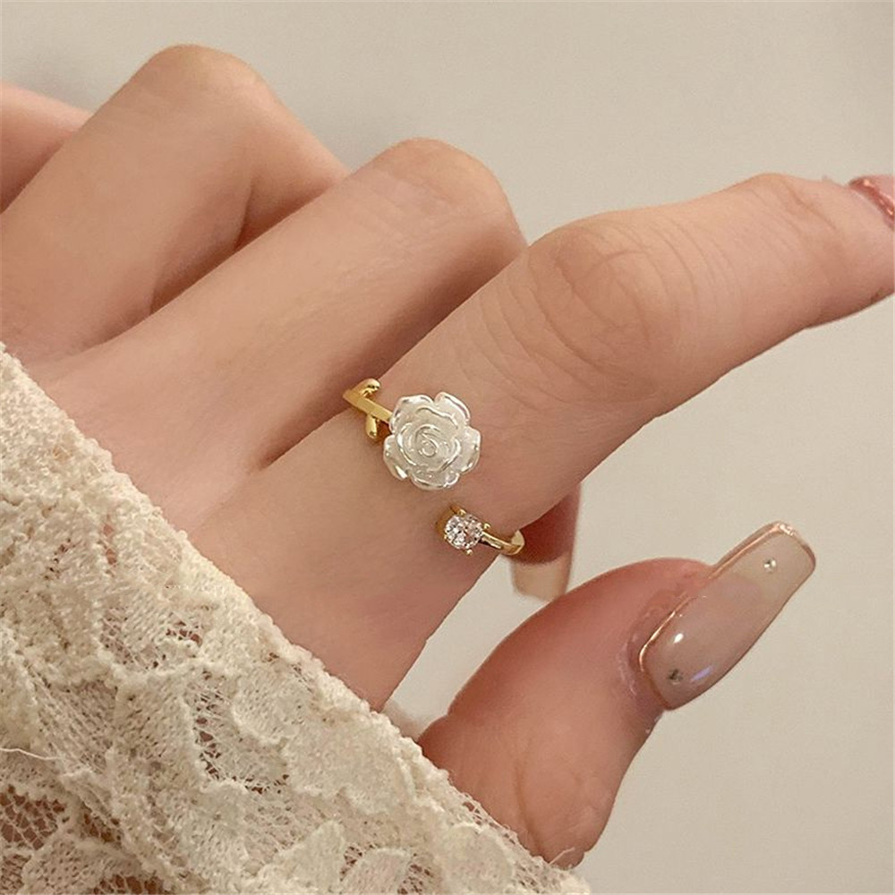 Ahellogirl خاتم وردة وقلب قابل للتعديل — صورة 2