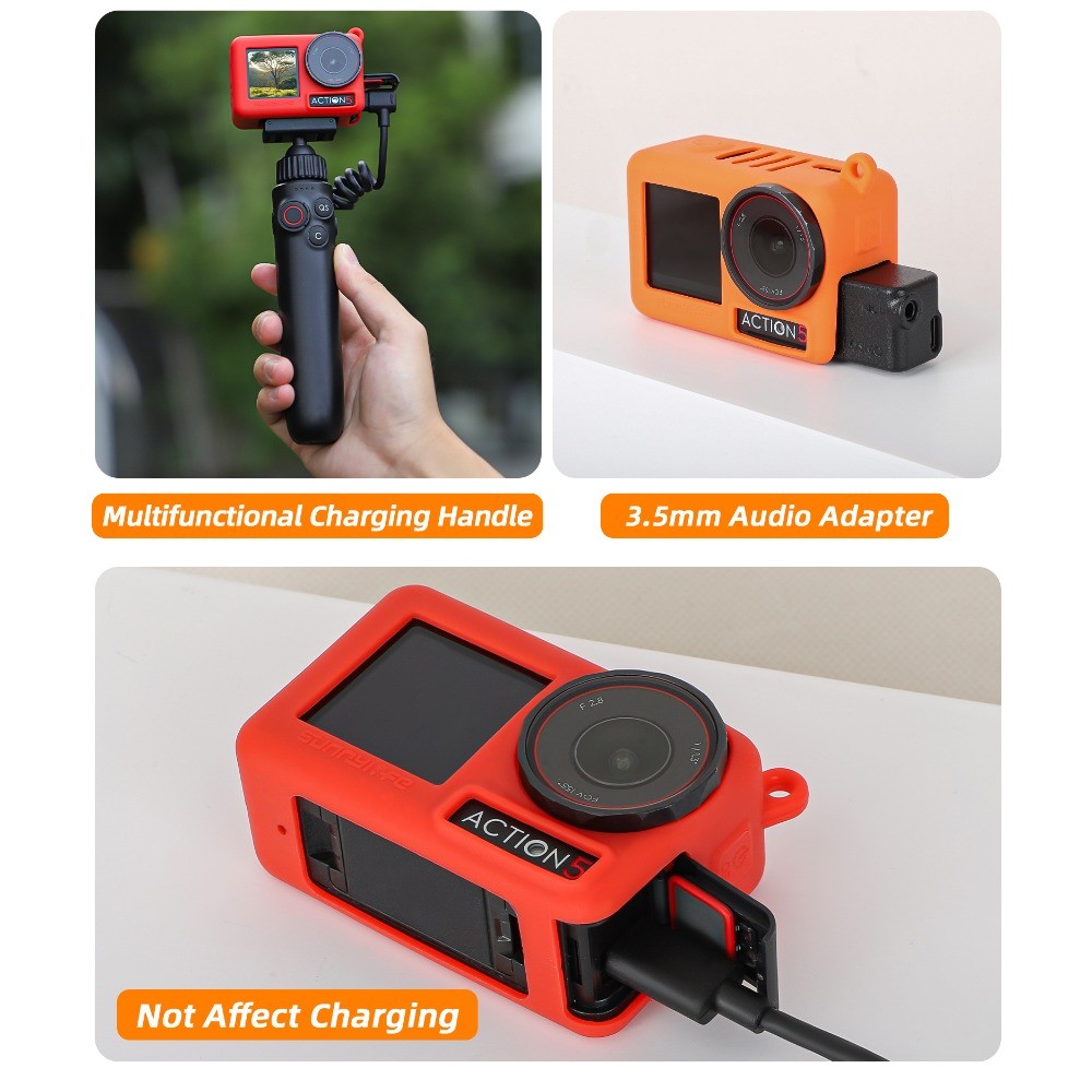 กล้องกีฬาซิลิโคนสําหรับ DJI OSMO ACTION 5 Pro เคสป้องกัน ACTION 5 Pro ฝาครอบเลนส์กล้อง Lanyard ACTION 5 Pro อุปกรณ์เสริมสําหรับกล้อง