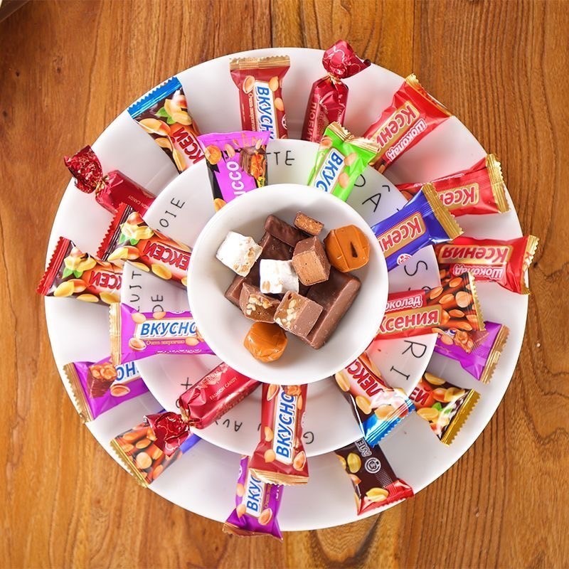 ใหม่ ขนมช็อคโกเเลตรัสเซีย ขนมตุ๊บตั๊บ ท็อฟฟี่สอดไส้คาราเมล 1 ถุง 500กรัม ประมาณ40-45 ชิ้น คละ อร่อย เคี้ยวเพลิน - รูปที่ 4