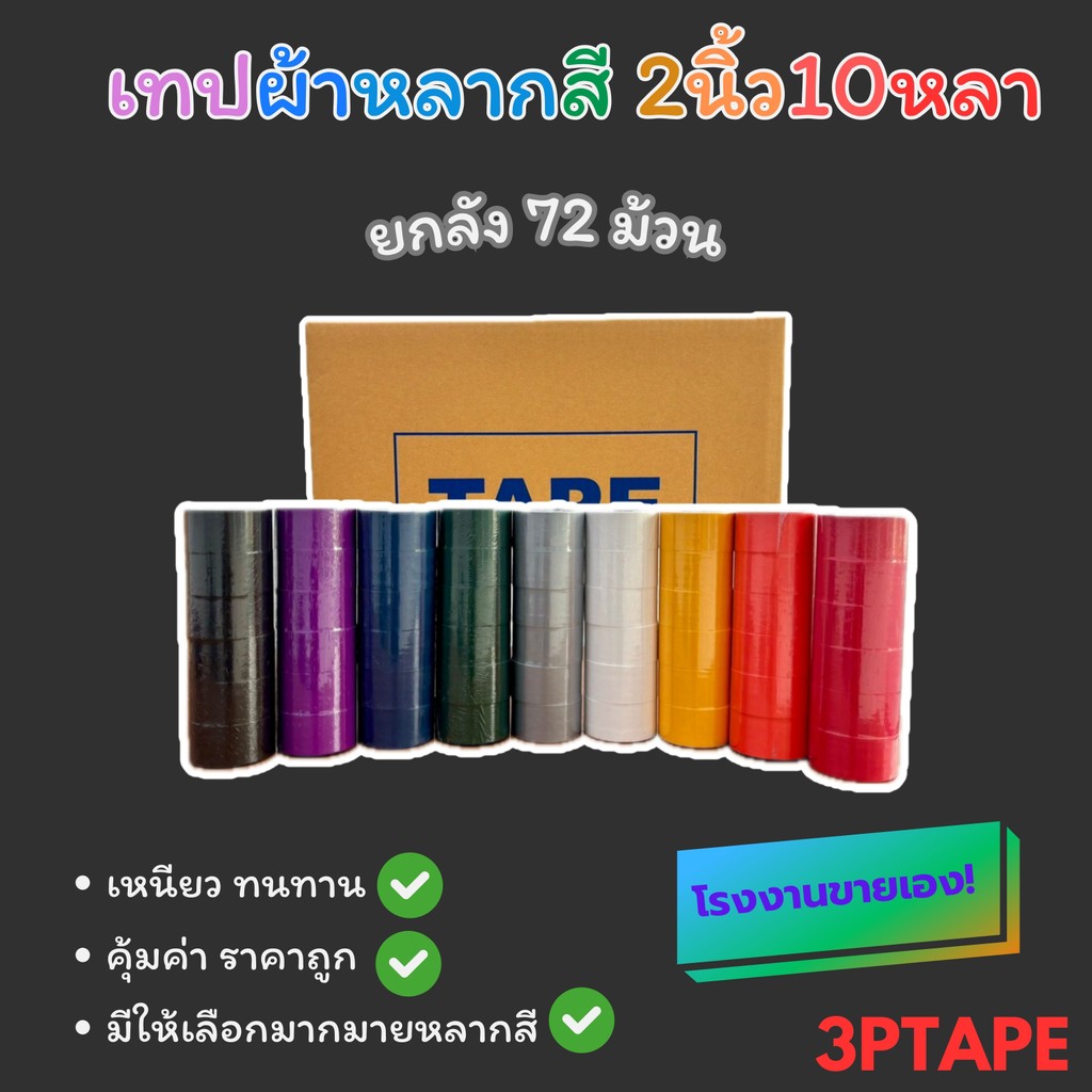 (ยกลัง)เทปผ้า เทปผ้าแล็คซีน ขนาด 24 36 48มิล  10หลา