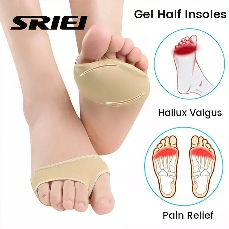 Sriei1 คู่ Forefoot Cushion Orthopedic เครื่องมือบรรเทาอาการปวด Mortons Neuroma Insoles Toe Seperator ใหม่ Metatarsal Gel Foot Care ครึ่ง Yard Pads