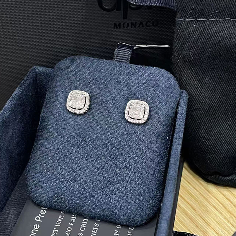 APM Monaco ลูกบาศก์ขนาดเล็กน้ําตาลเพทายต่างหู 925 ต่างหูเงินหญิงหรูหราแฟนของขวัญ