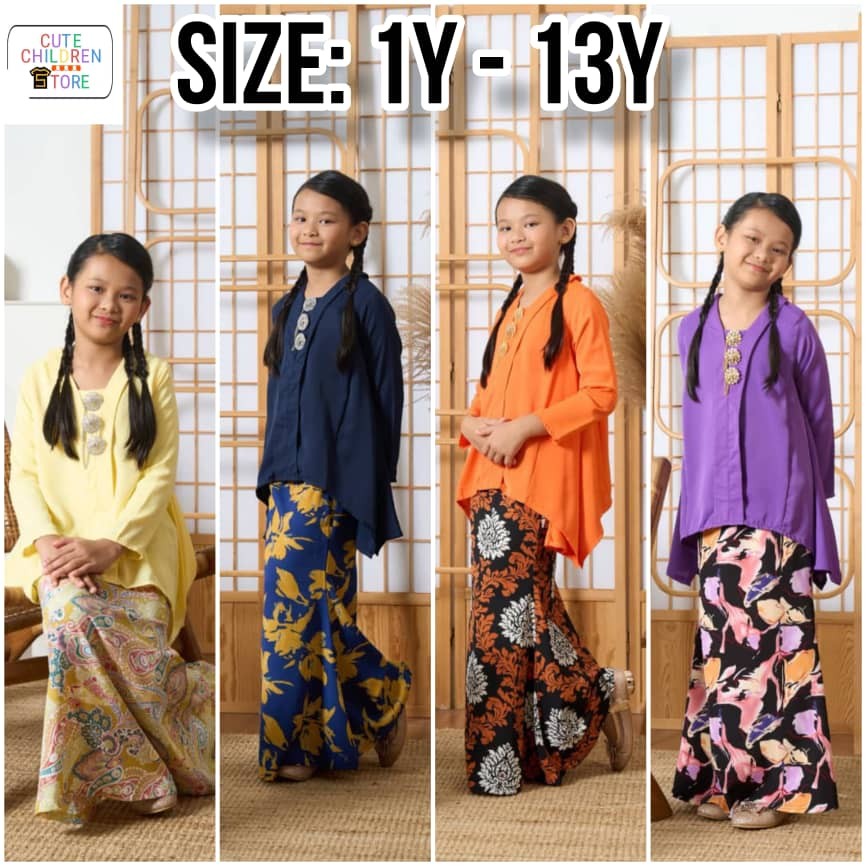 Raya Kebaya ชุดเดรสสําหรับเด็กในผ้าบาติก (1y-13y)