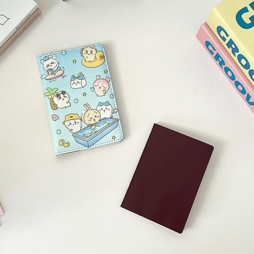 LUNAPUL Hachiware Passport Holder, Momonga Kurimanjyuuu Chiikawa Passport Cover, Fashion Travel Wallet Airplane Check-in Rakko Usagi Ticket Folder Female
