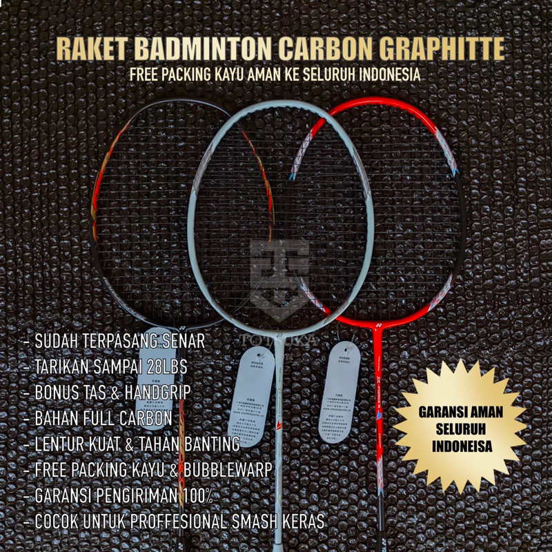 CARBONEX นําเข้า PREMIUM BADMINTON CKET 28LBS ฟรี GRIP BAG WOODEN PACKING