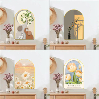 ภาพจิตรกรรมฝาผนังโค้งโซฟาพื้นหลังตกแต่งผนังภาพวาด ตกแต่งผนัง