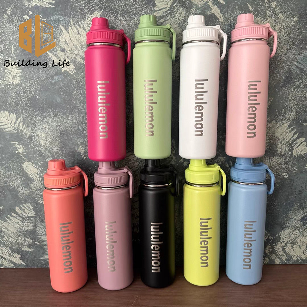 Lululemon Back To Life ขวดน้ํากีฬา 24Oz 710ml ฉนวนถ้วยสูญญากาศ Tumbler สแตนเลสกาแฟ Termos ถ้วยรถแก้ว