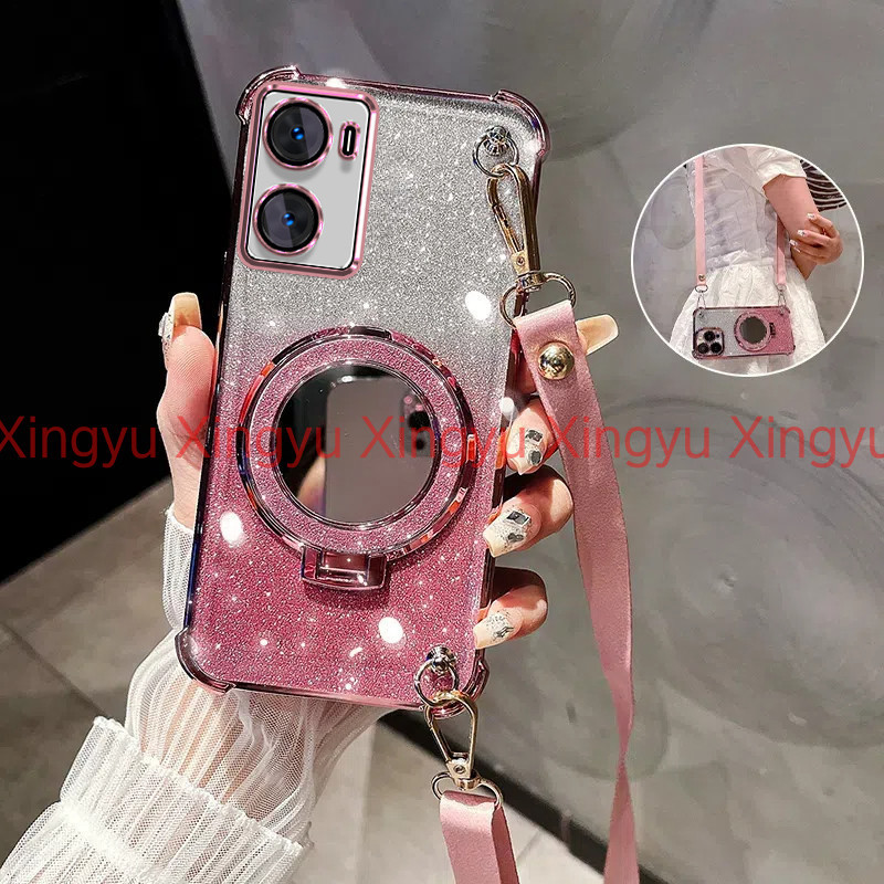 หรูหราสายคล้องคอสําหรับoppo A57 4G 2022 A57 2022 5G A77 A77S A57Eสี่มุมกันกระแทกเคสโทรศัพท์ 3Dแต่งหน